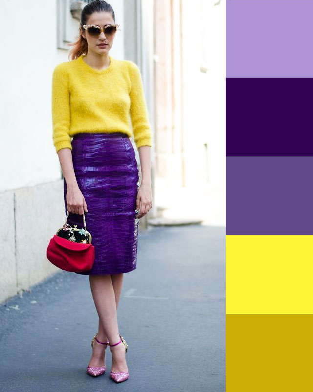 outfit viola giallo