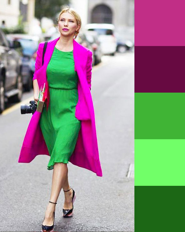 outfit colorful green fuxia abbinare verde rosa