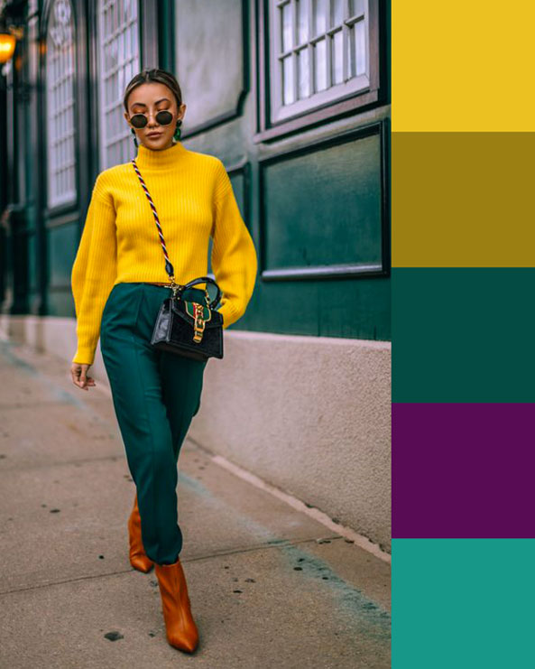 outfit verde giallo arancio