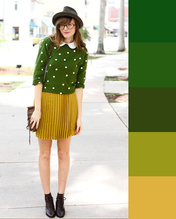 outfit verde giallo ocra